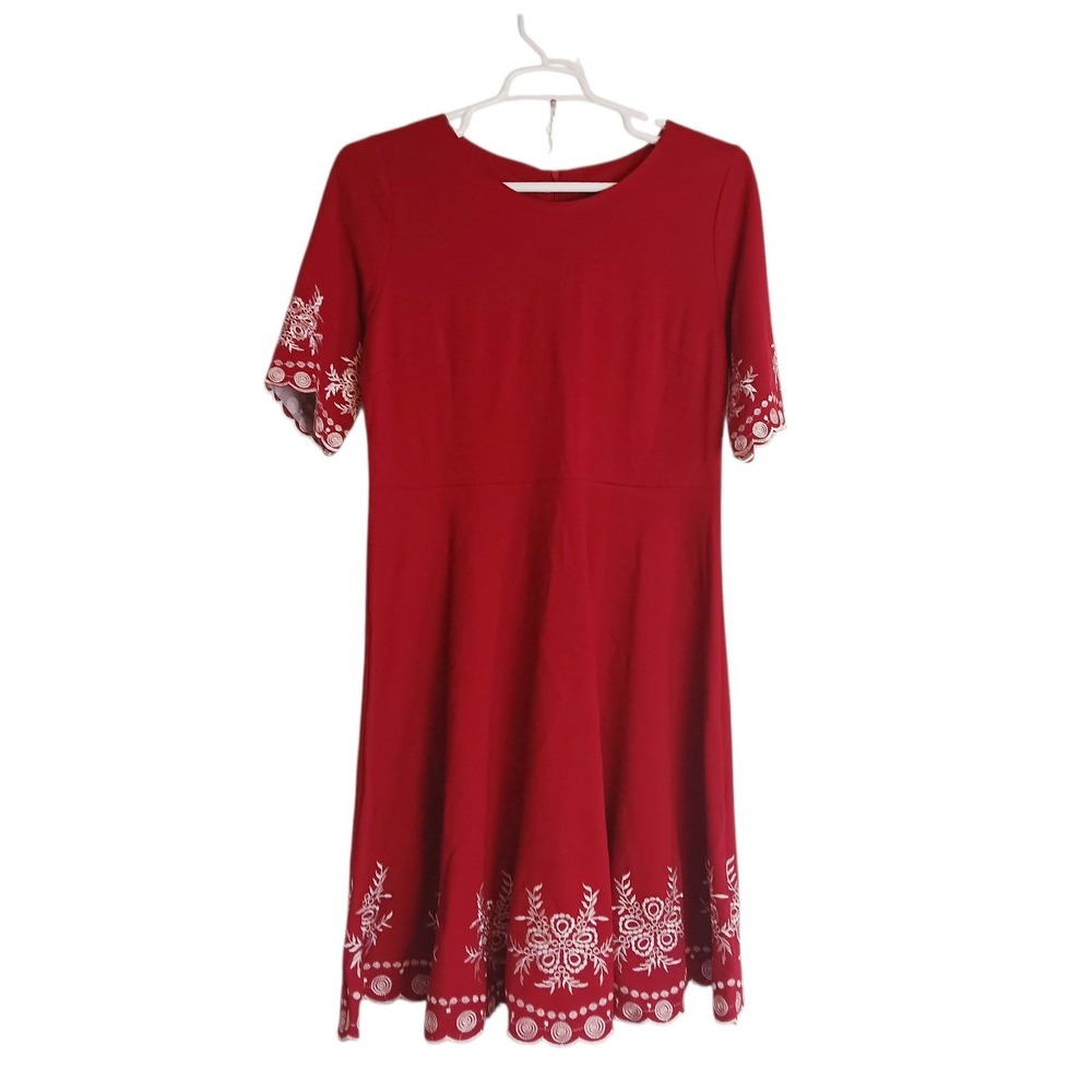 Miusol Women's Embroidered Fit and Flare Red Skater Dress sz 2XL